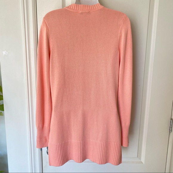 ISAAC MIZRAHI essential knit button up long cardigan in peach pink XS - Picture 4 of 12